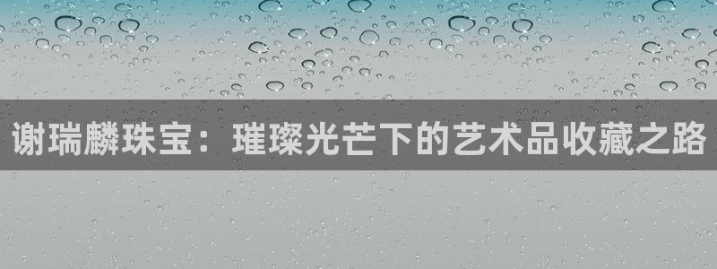 新宝5培训：谢瑞麟珠宝：璀璨光芒下的艺术品收藏之路